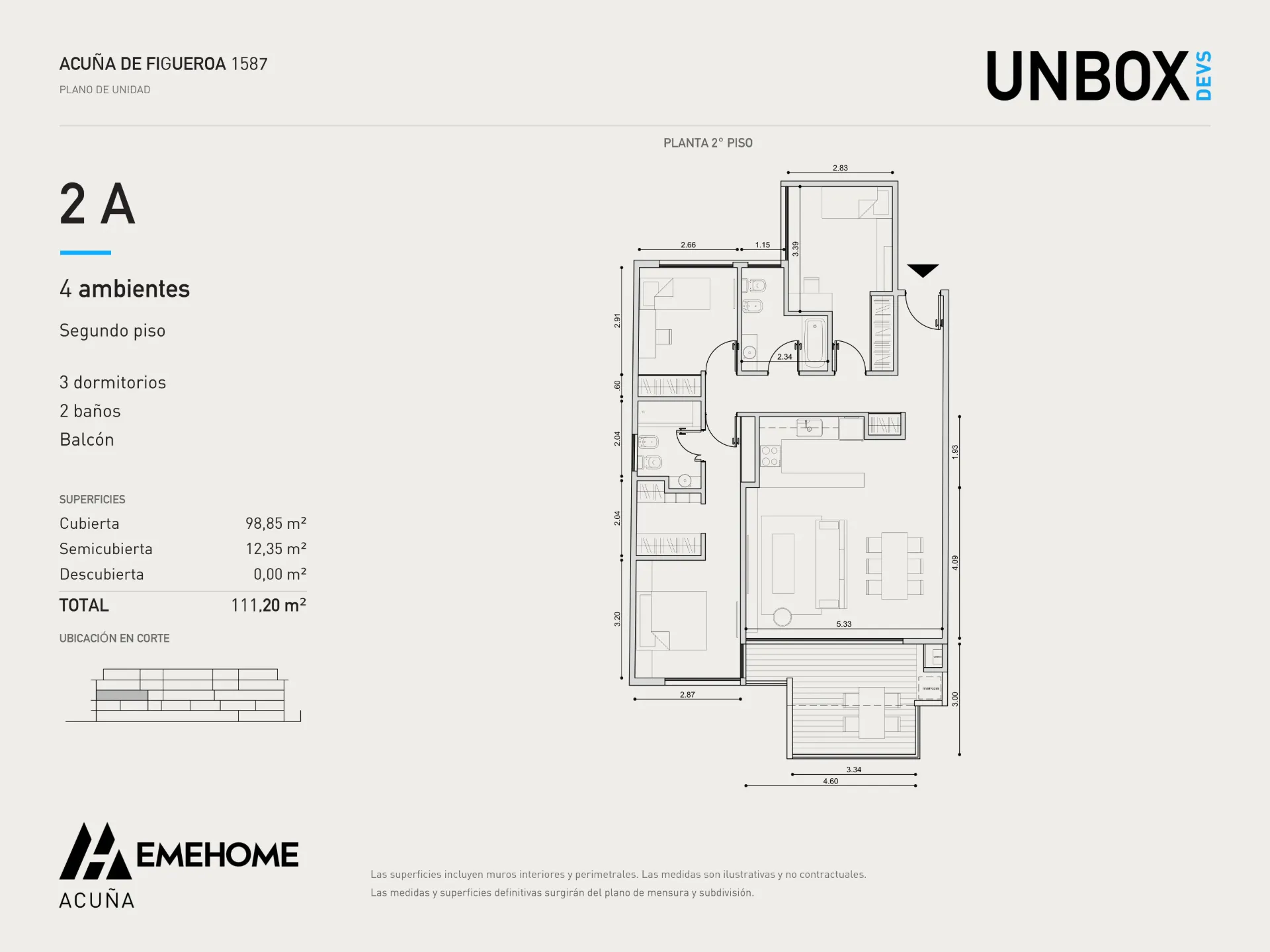 EMEHOME ACUÑA-2 A-4 AMB-111,20m2